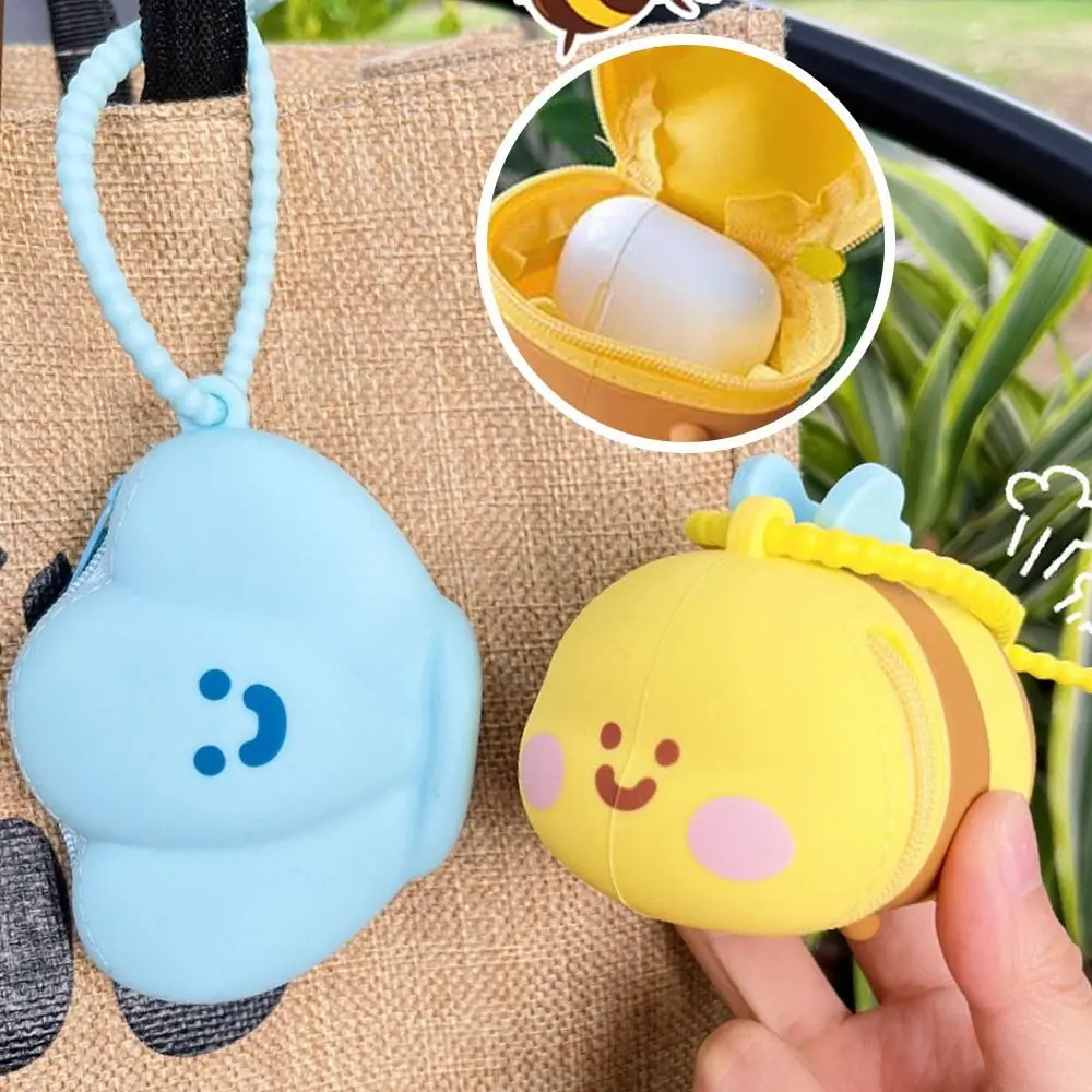 Silicone Earphone Storage Bag Waterproof Ultra Light Earphone Cover Wear-resistant Cartoon Shell Bee Silicone Coin Purse Gift