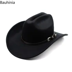 Bauhonia Vintage Western Cowboy Hat For Men Women Wide Brim Gentleman Jazz Hats Cowgirl Cloche Church Caps Sombrero Hombre