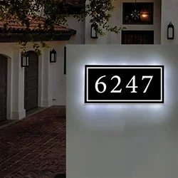 Custom Illuminated House Number Sign LED Backlit Address Plaque Personalized Black Metal with Acrylic Address Sign Lighted House