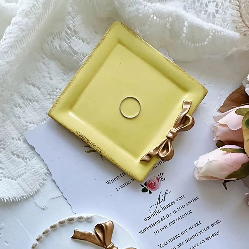 طبق مجوهرات مزخرف من الراتنج ، دعامة صور عتيقة ، صينية تخزين أقراط ، مستديرة ، مربعة ، عرض مجوهرات صغير ، جديدة