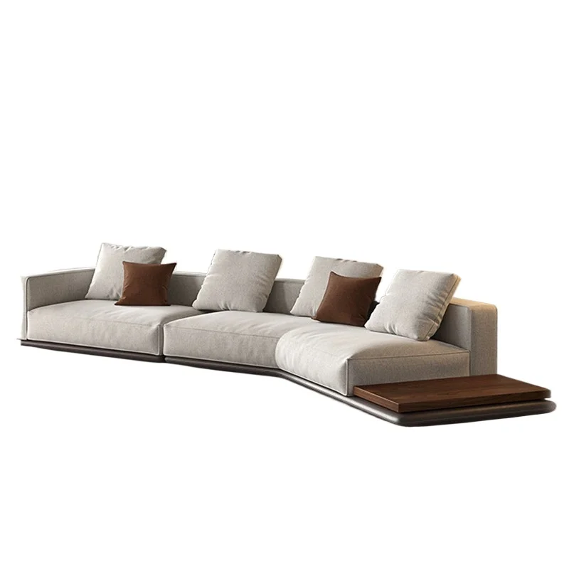 Italian minimalist leather sofa simple modern villa living room special-shaped corner large flat sofa