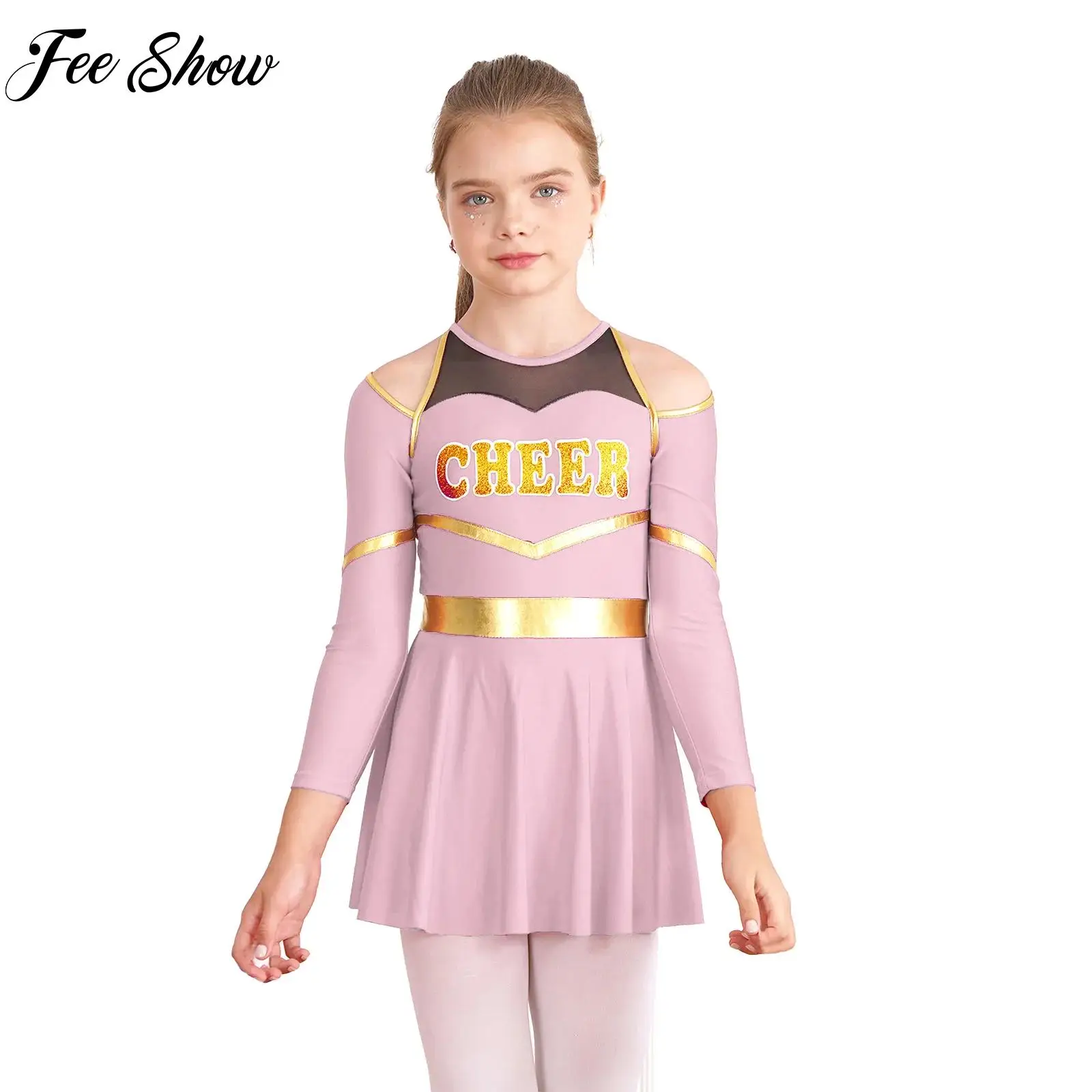 

Kids School Girls Cheerleading Uniform Dress Children Cheering Team Clothes Sets Cheerleader Costumes for Dancing Competition