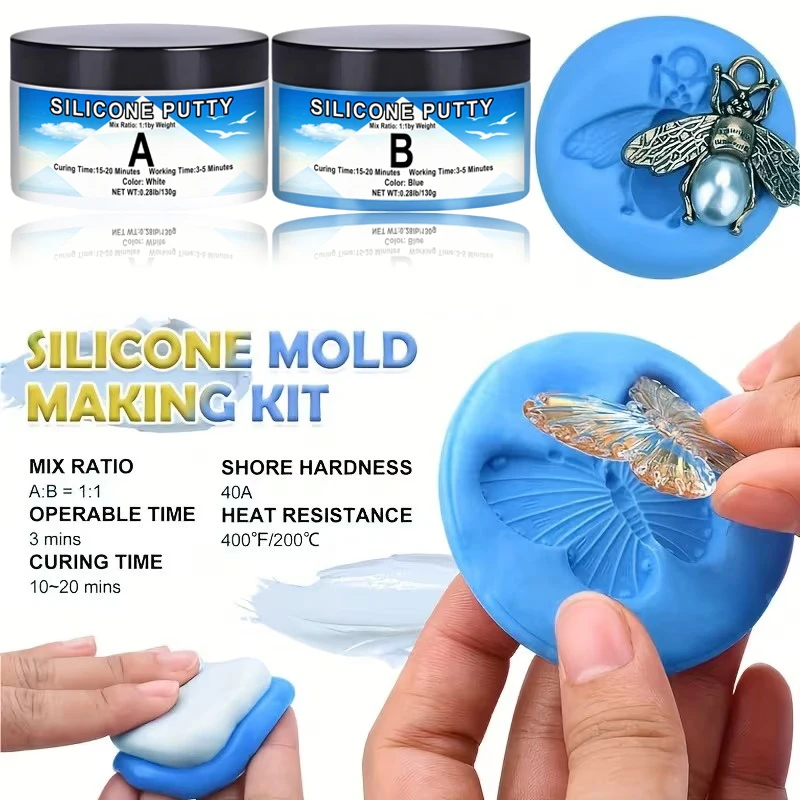 Easy-Mix Silicone Putty Kit for DIY Resin Mold Make - Non-Toxic,DIY Crafts, and Art Projects - 1:1 Mixing Ratio, and Durable