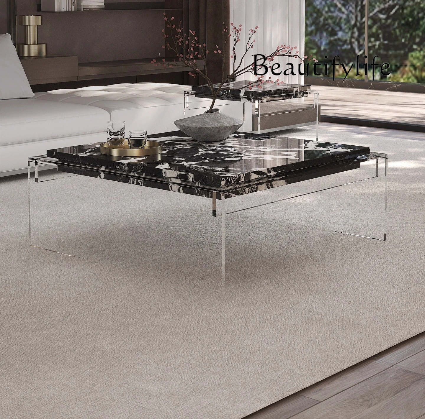 

The coffee table is light luxury, high-end Italian minimalist, especially good-looking, acrylic creative, modern and high-end