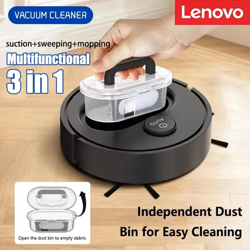 Lenovo Automatic Sweeping Robot Sweep 3-in-1 Mute Ultra Thin USB Rechargeable Vacuum Cleaner With Dust Box Home Cleaner Machine