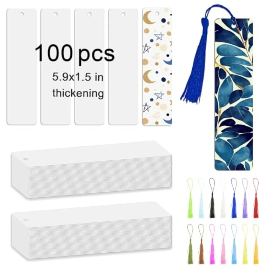 

Pcs Sublimation Bookmark Blank 5.9""X1.5"" X0.65mm Heat Transfer Aluminum Metal Bookmarks Bulk DIY Bookmarks with Hole and Colo