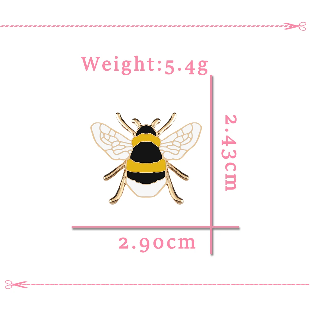 Cartoon Insect Enamel Pins Cute Metal Honey Bee Brooch Bag Clothes Lapel Pin Funny Animal Fashion Jewelry Gifts for Kids Friends