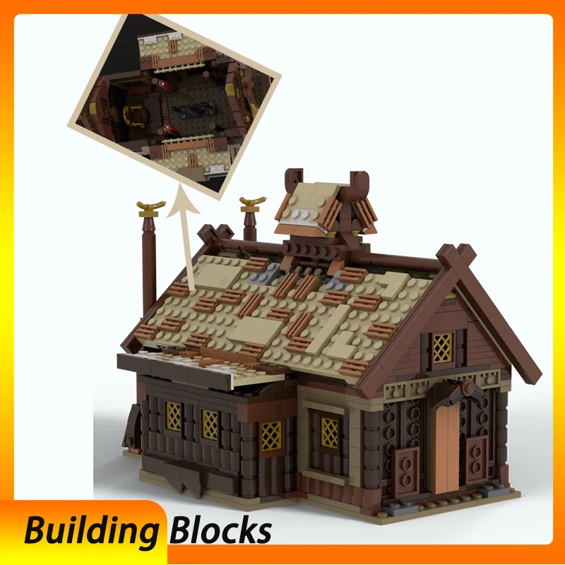 

Spot MOC-186205 сборка мелких частиц, строительные блоки, средневековая деревня викингов, модульная модель, золотой дом, подарочная коллекция «сделай сам»
