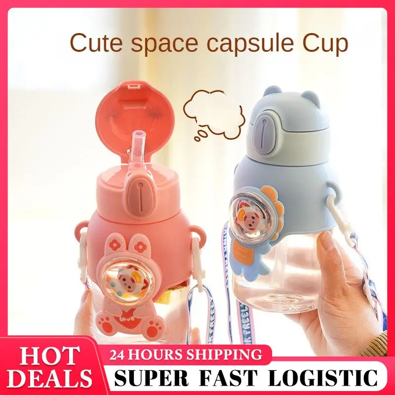 Cartoon Water Cup Kawaii 600 Ml Kawaii ' School Straw Cup Straw Cup Children's Water Bottle High-value Pipette Cup Summer