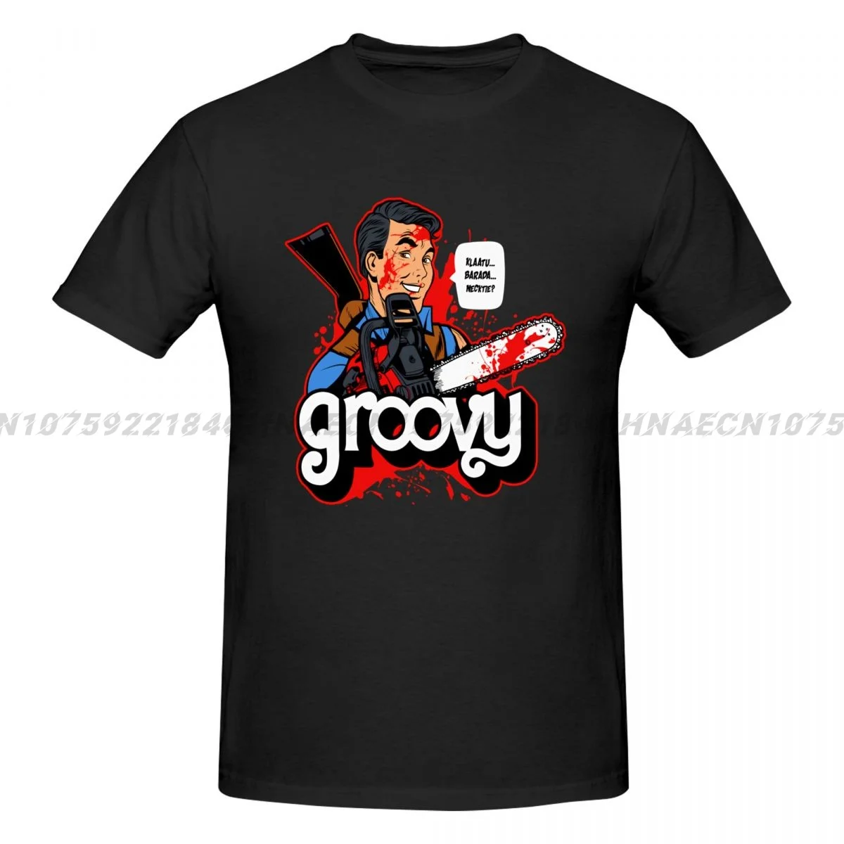 

T-shirt Ash Williams Groovy Print Men Tee Shirts Top Y2k Harajuku Tops Street Fashion