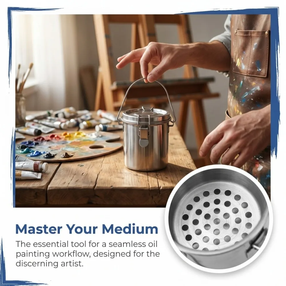 rust-proof surface small stainless steel washing cup smooth inner cavity tight sealed matching parts oil painting cleaning pot