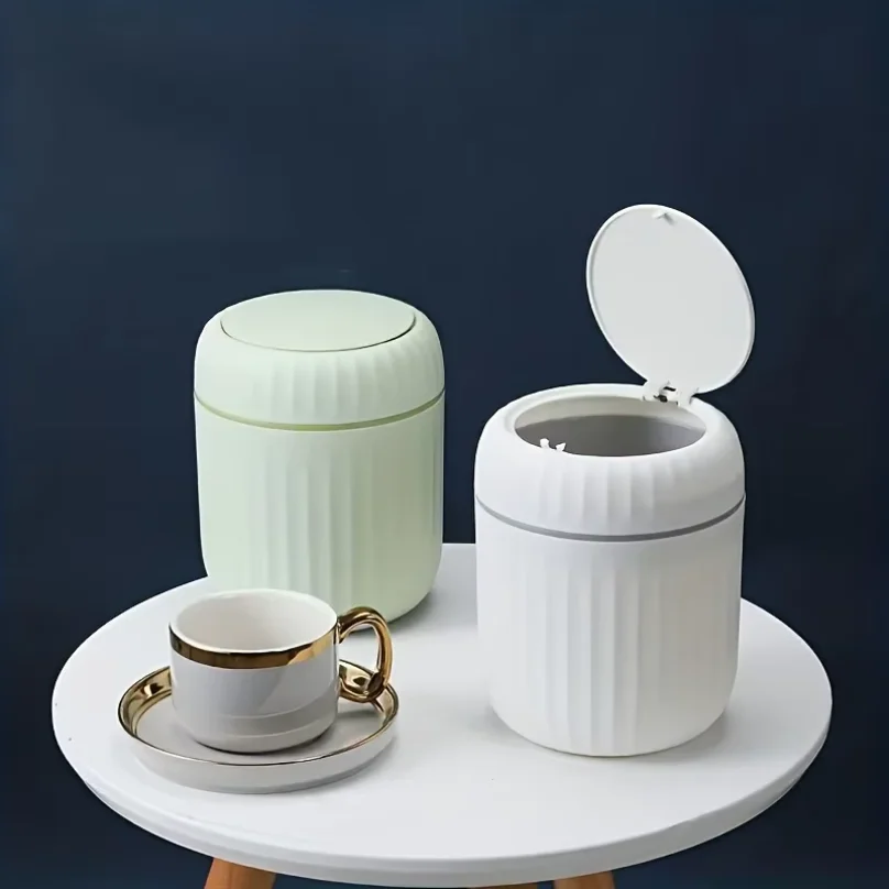 Mini Desktop Trash Can with Lid Garbage Waste Bin Organizer Bedroom Office Desk Storage Box Made Durable Plastic Home Supplies