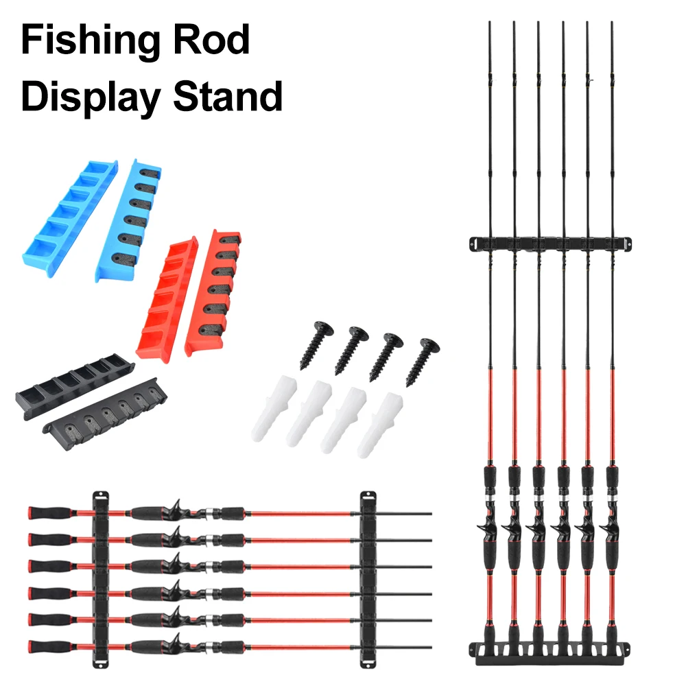 6 Holes Fishing Rod Holder Support Vertical Horizontal Wall-mounted Fishing Pole Rack Fishing Rod Stand Bracket Fishing Tackle