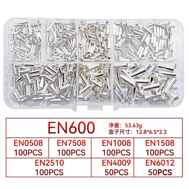 EN600/1100Pcs tube type bare terminal combination crimping wire welding bare middle 0.5-6