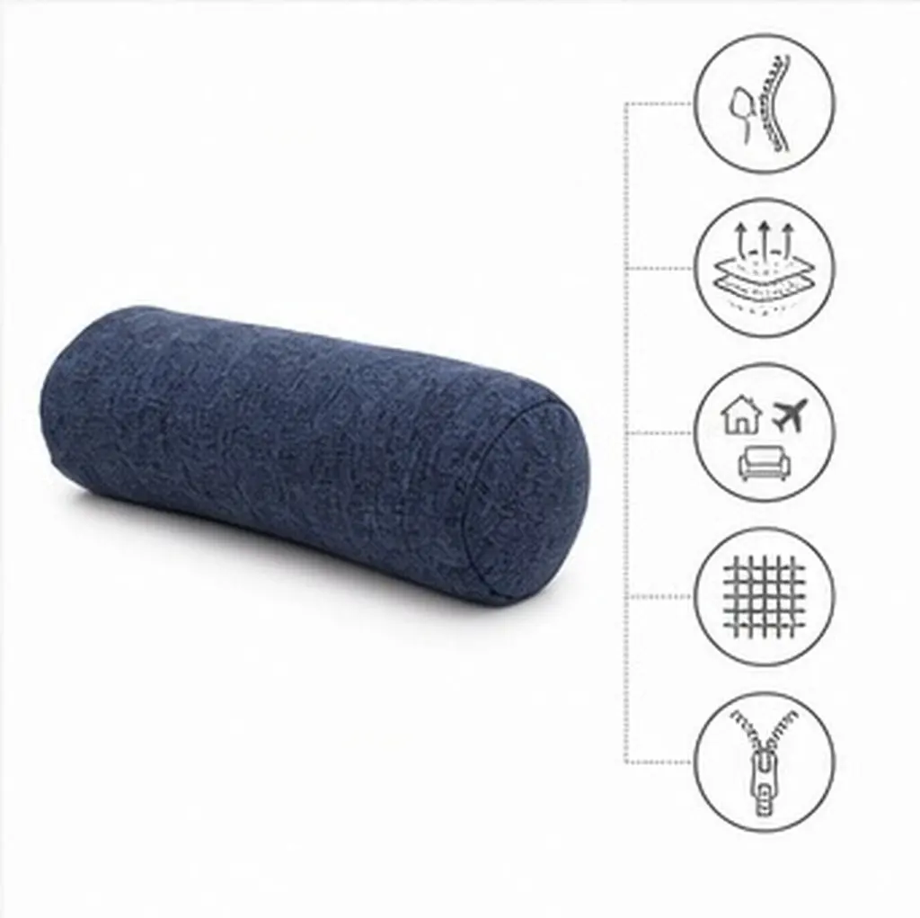 Cylinder Neck Pillow Case Round Roll Pillow Cover Cotton Linen Soft Breathable Neck Roll Pillowcase Lumbar Support Travel Use