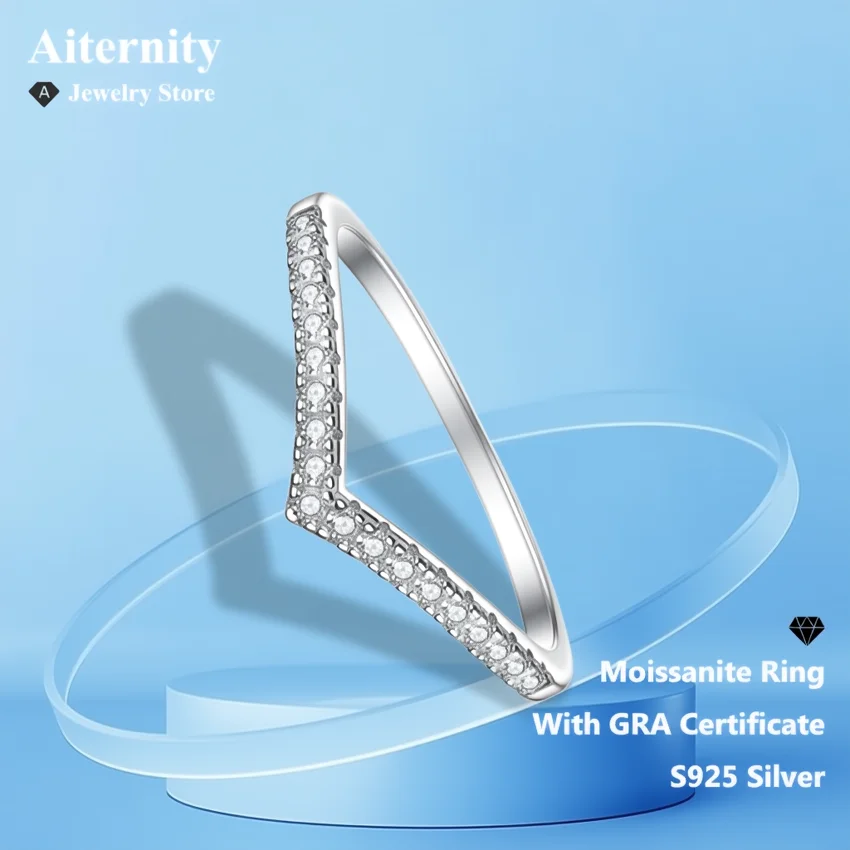 D VVS1 Moissanite Ring in 925 Sterling Silver