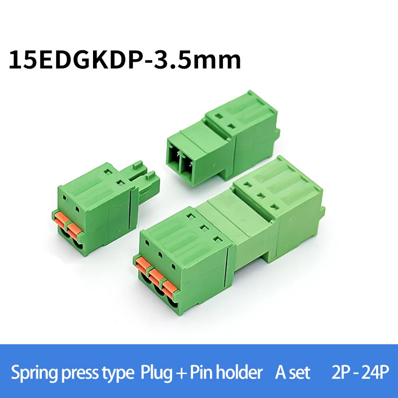 2EDGKDR 3.5mm solder free and screw free plug-in terminal block with spring pressing docking 15EDGKDP 3.5mm connector