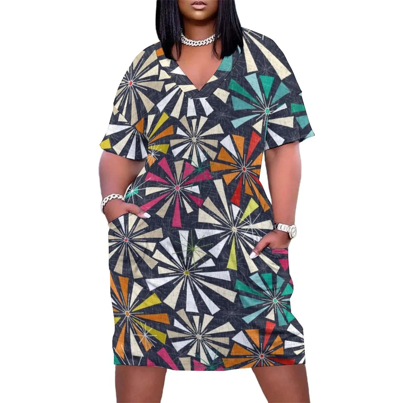 

fireworks cobalt Loose Pocket Dress women's clothing summer 2025 novelties Dresses