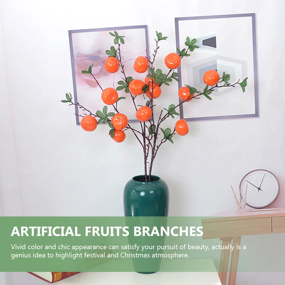 

Artificial Orange Branch Plastic Simulated Fruit Decoration Rustic Style Home Tabletop Photo Props Fake Fruits