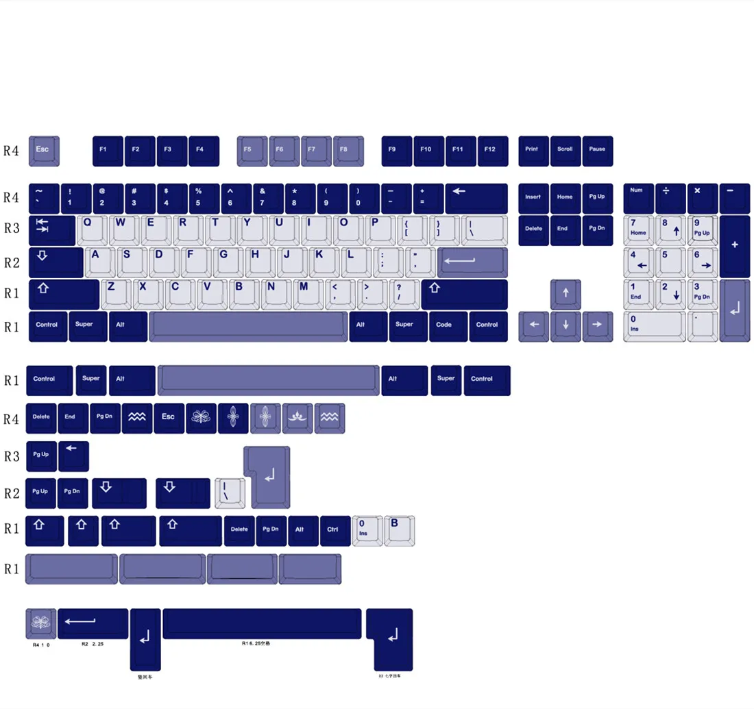 148 Keys Aquarius Theme Keycaps Cherry Profie Customization Keycap DYE Subbed For GH60 Wooting60 Mechanical Keyboard