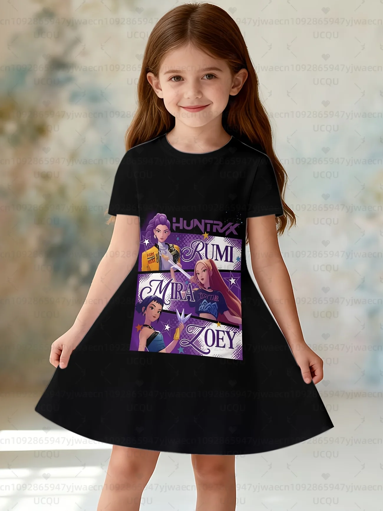 

Summer Cute Kpop Demon Hunters Child Short Sleeve Adult Kids Tee Birthday Jersey Fashion Dress Cosplay Huntrix Fan Gift