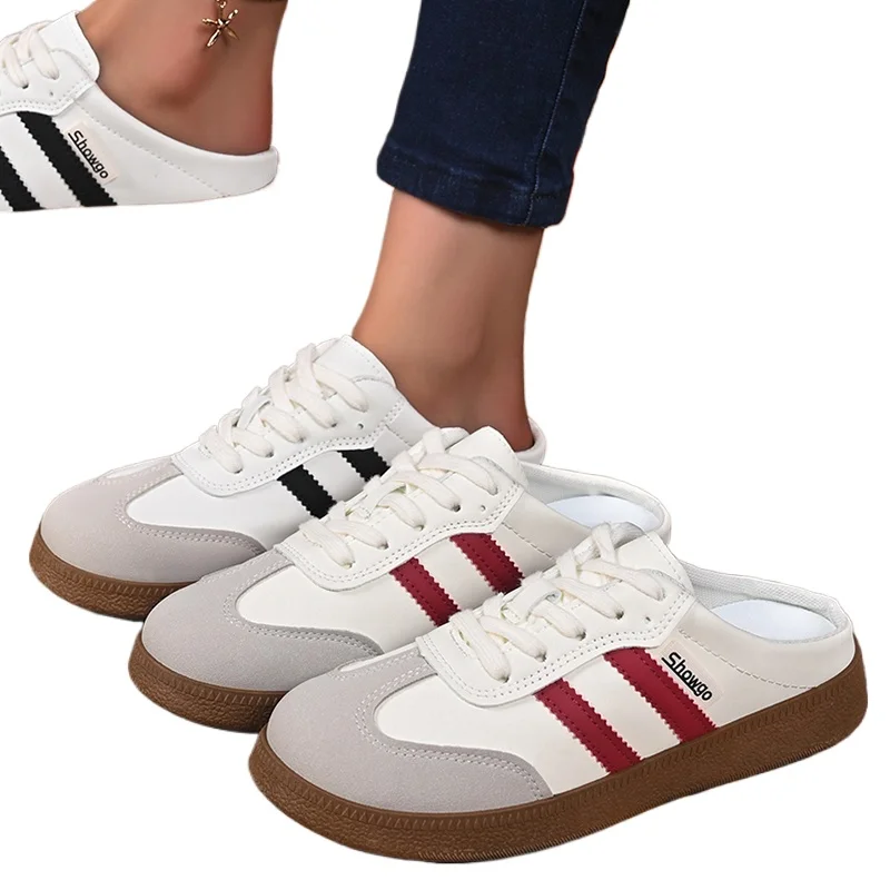 

Women Mules Shoes Sports Round Toe Flat Female Footwear Casual Sneakers Platform Summer Slip On Creeper Baotou slippers