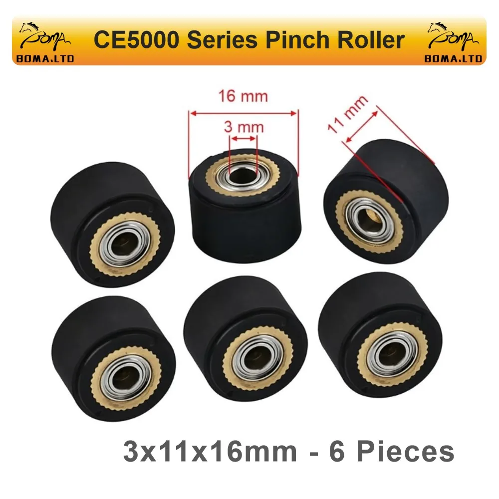 BOMA.LTD 6Pcs Rubber Feed Roller Push Wheel Copper Core For Mimaki Roland CAMM Graphtec CE5000-120 Liyu Vinyl Cutter Cutting