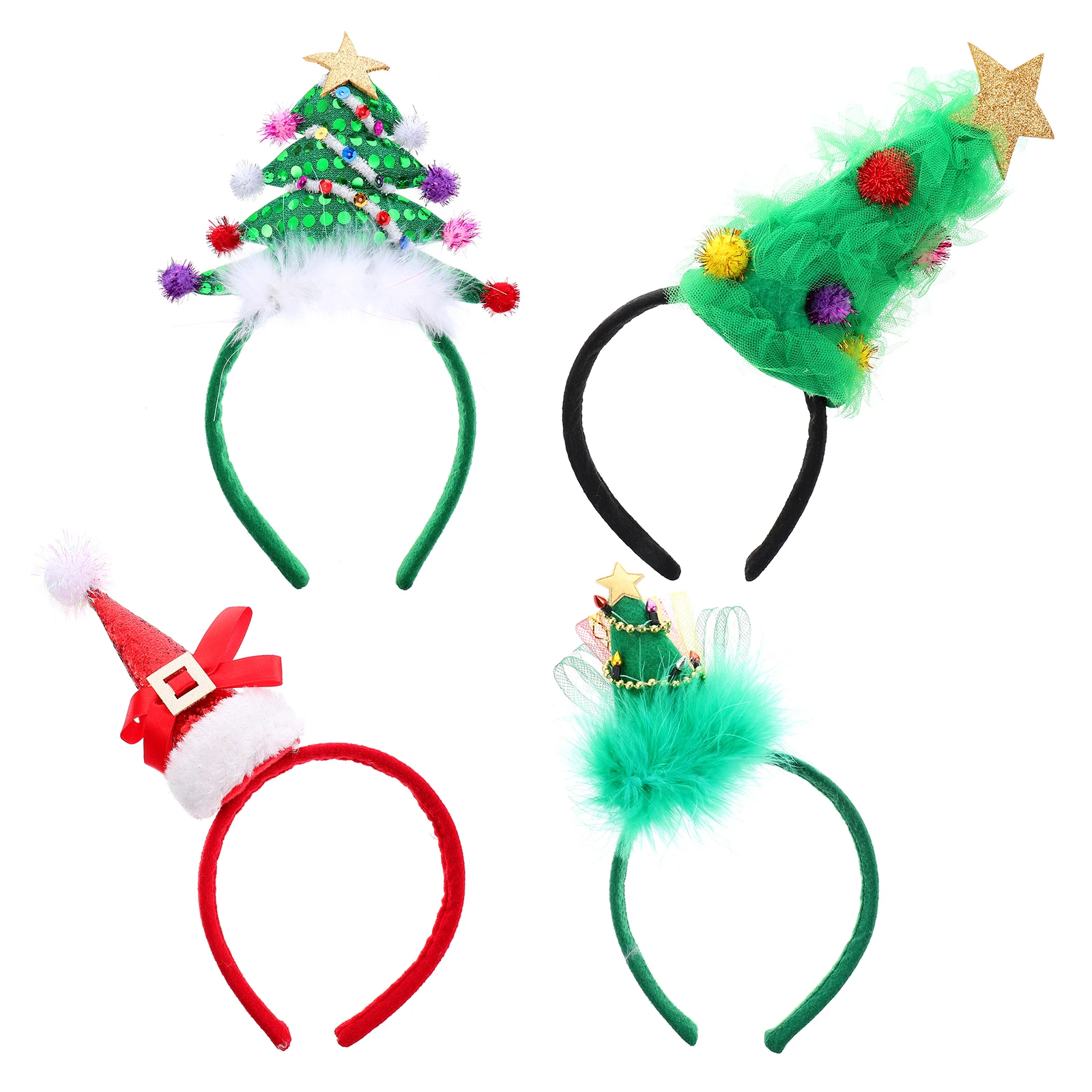 

4 Pcs Kids Christmas Headb Set Holiday Hair Accessories Lightweight Photo Props Festive Party Decorations Christmas Tree Hair B