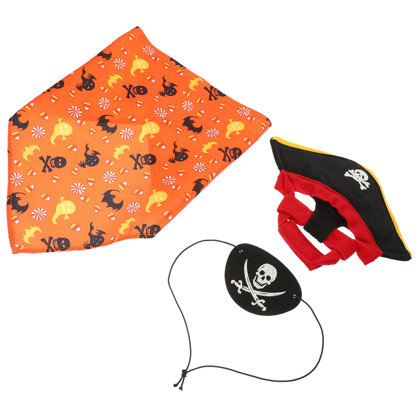 Halloween Pirate Hat Triangle Bandana Set Cat Pumpkin Saliva Dog DIY Clothing Decor Costumes Pet Kit Plush Cosplay