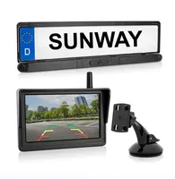 Sunway 5 Inch IPS HD Car Monitor Solar Wireless Car Reversing Aid EU License Plate  RearView reverse Camera with Parking Sensor