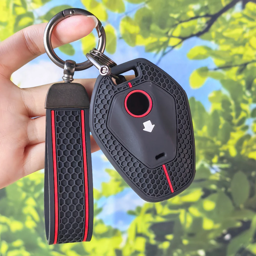 Anti‑Slip Honeycomb Key Case With Keychain For BMW R1300GS R1300 1300GS 2025 R1250GS R1250 ADV Remote Fob Sleeve