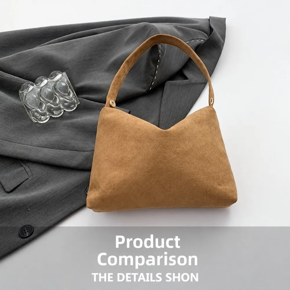 Gifts Suede Nap Shoulder Bag 2 in 1 Magnetic Snap Fastener Soft Leather Handbag Large Capacity Zipper Closure Shoulder Purse