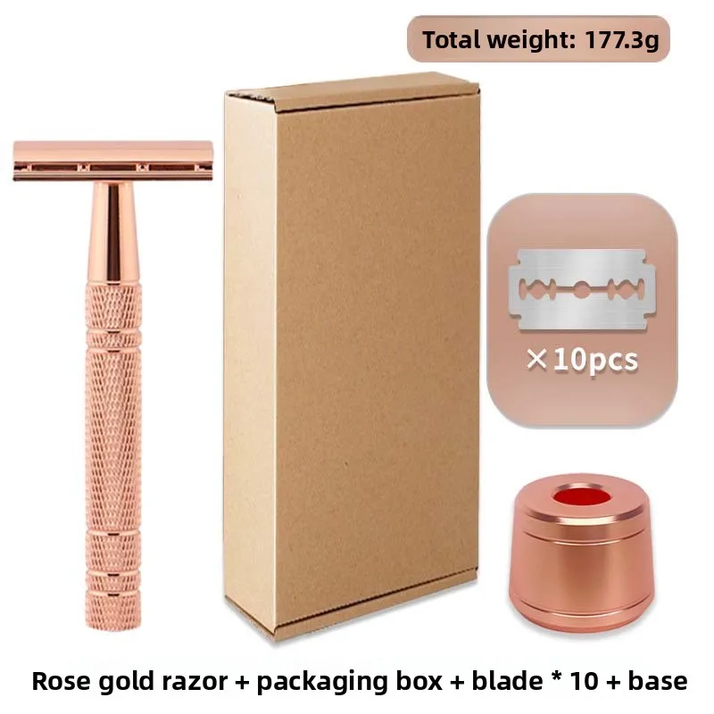 

Manual Razor Retro Beard Trimmer Double-Sided Blade Smooth Shave No Ingrown Hairs Easy Control Natural Diamond-Textured Handle