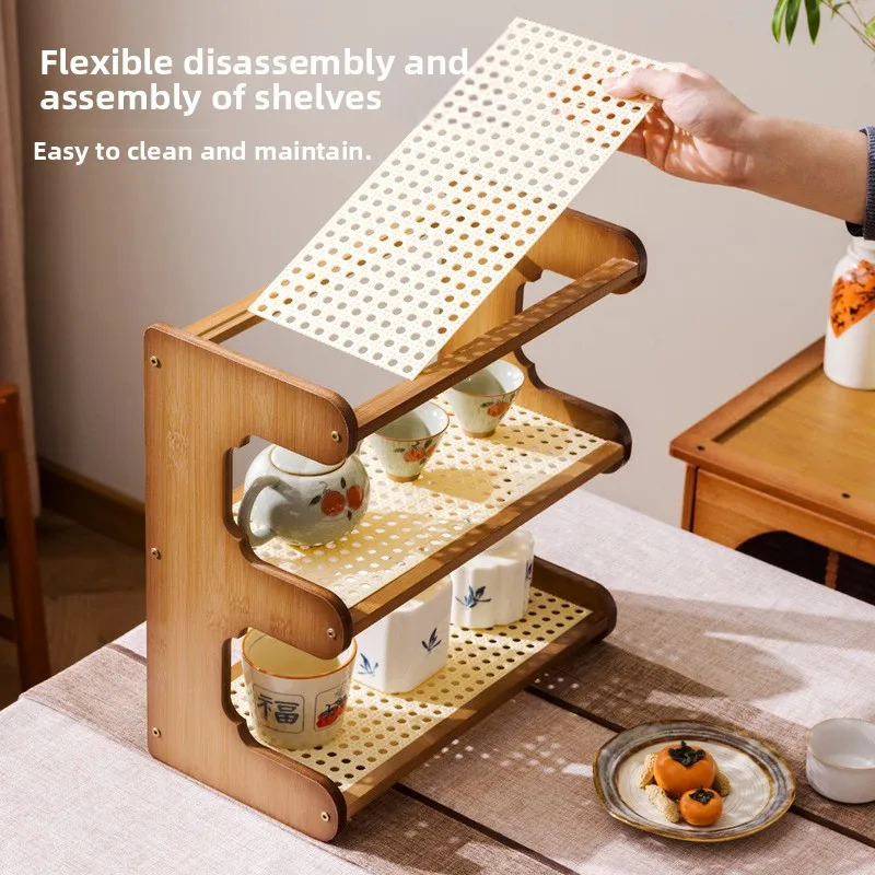 

Desktop Bogu rack, teapot rack, small Duobao Pavilion tea room ornament, desktop storage rack, teacup tea set rack.