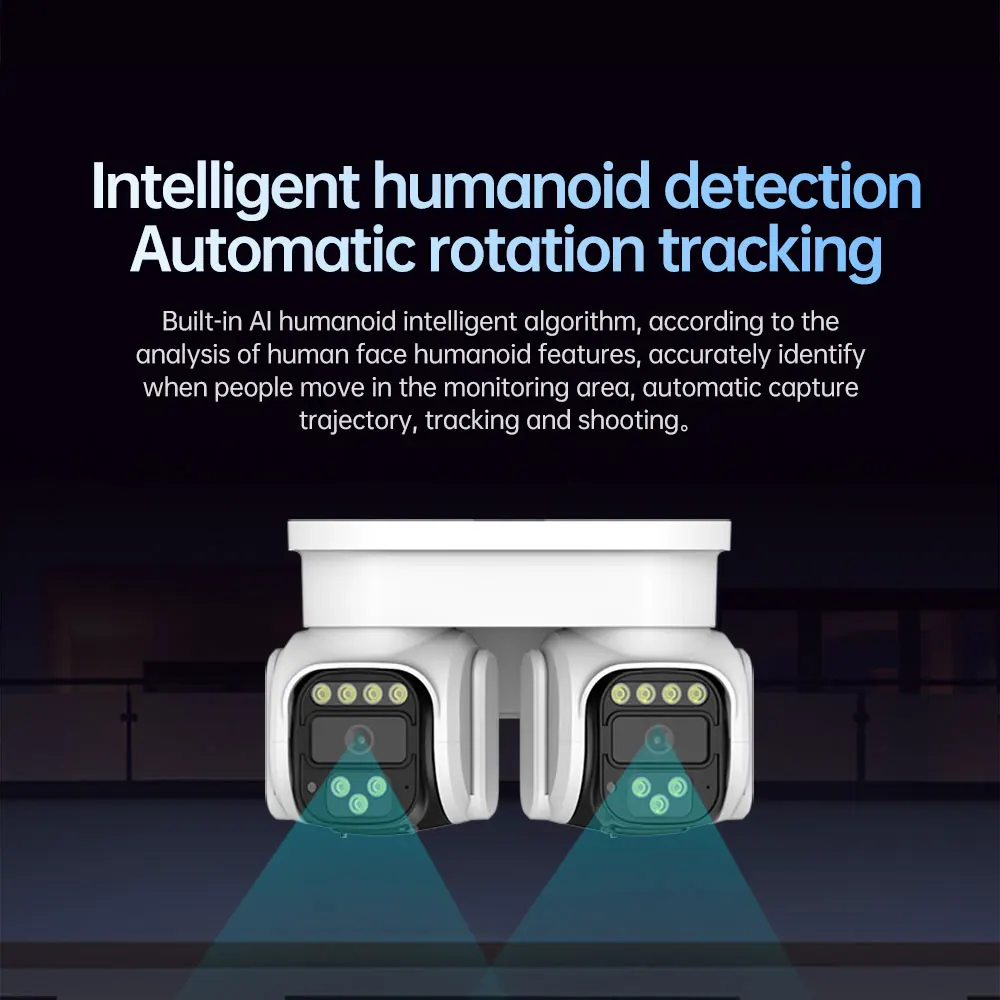 Imagem -02 - Câmera de Vigilância Ptz de Tela Dupla ao ar Livre Detecção Humana ai Intercomunicador de Vídeo Bidirecional Wi-fi hd Cor Visão Noturna 360 °