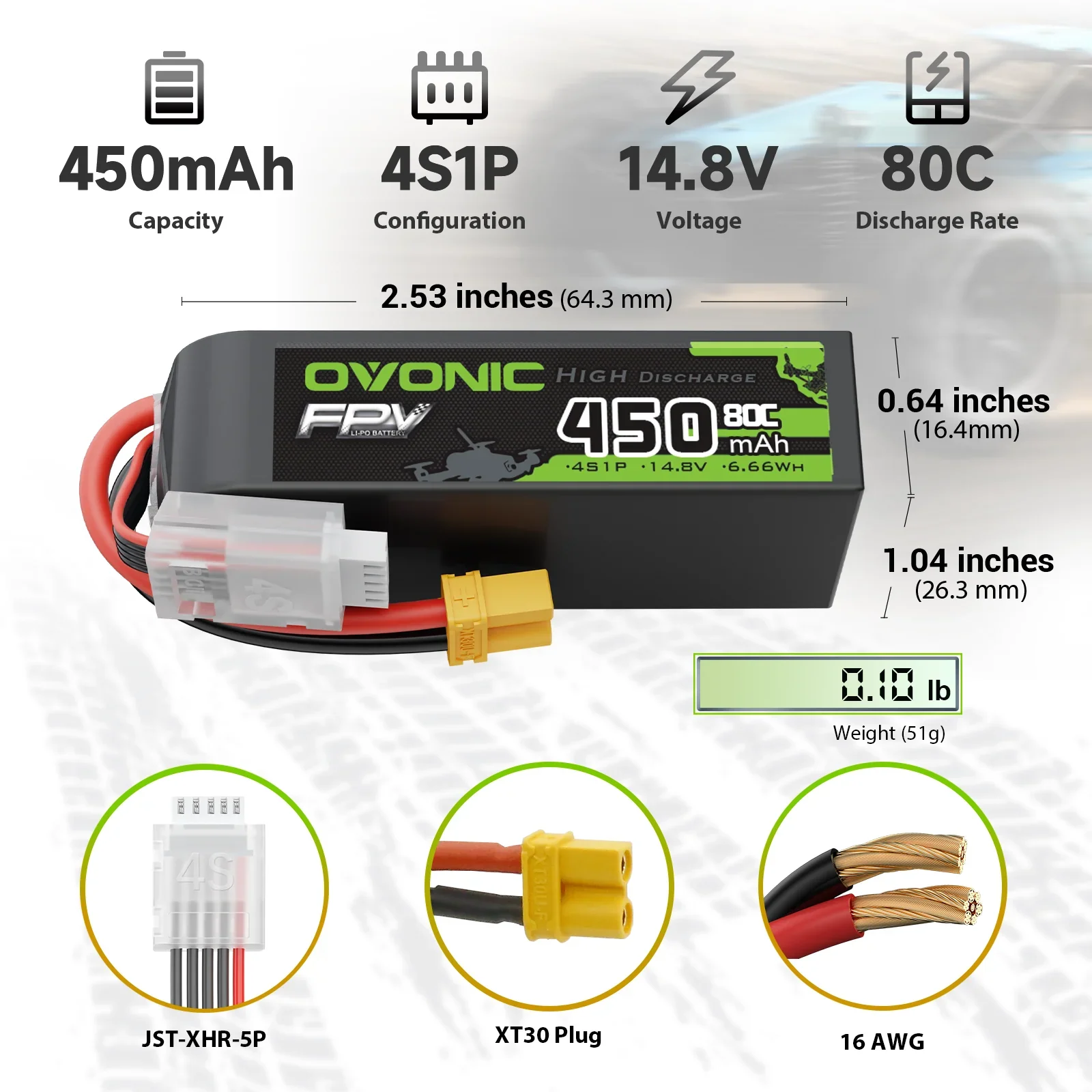 OVONIC 4S 리포 배터리 팩 14.8V 450mA - Walksnail Avatar Hd Goggles X 리뷰 및 가격