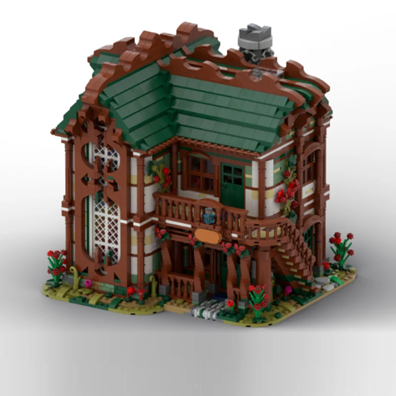 Medieval Castle Model MOC Building Bricks Green And Red Potion House Modular Technology Gifts Holiday Assemble Children Toys
