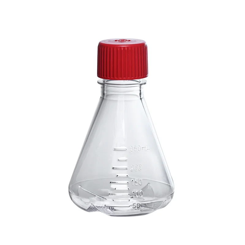 LABSELECT Triangle cell culture bottle, Breathable cover, Polycarbonate material, With baffle, 250ml Erlenmeyer Flask, 17212