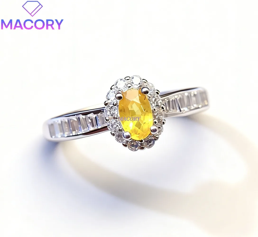 

Natural Yellow Sapphire Luxury Ring for Women Jewelry Ring Accessory Luxurious and Exquisite Women's Jewelry Wedding Ring