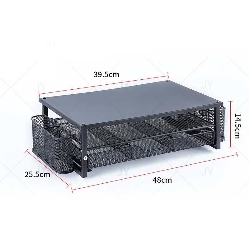 حامل شاشة كمبيوتر من طبقتين مع درج وحامل قلمين منظم مكتب شاشة مكتب ملحقات مكتب مكتب