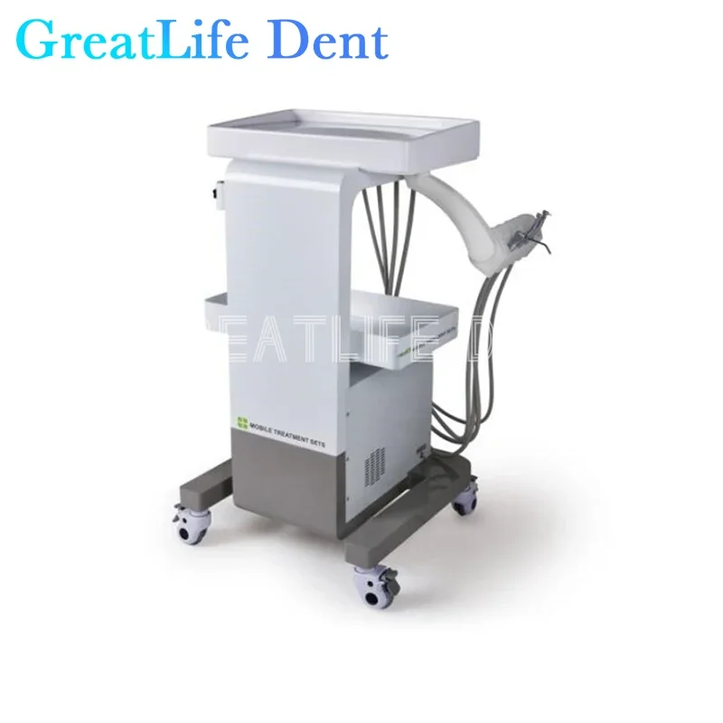 GreatLife Dent 550W Portable Dental Turbine Delivery Unit Air Compressor Suction System 6Hole with Handpiece Ultrasonic Scaler