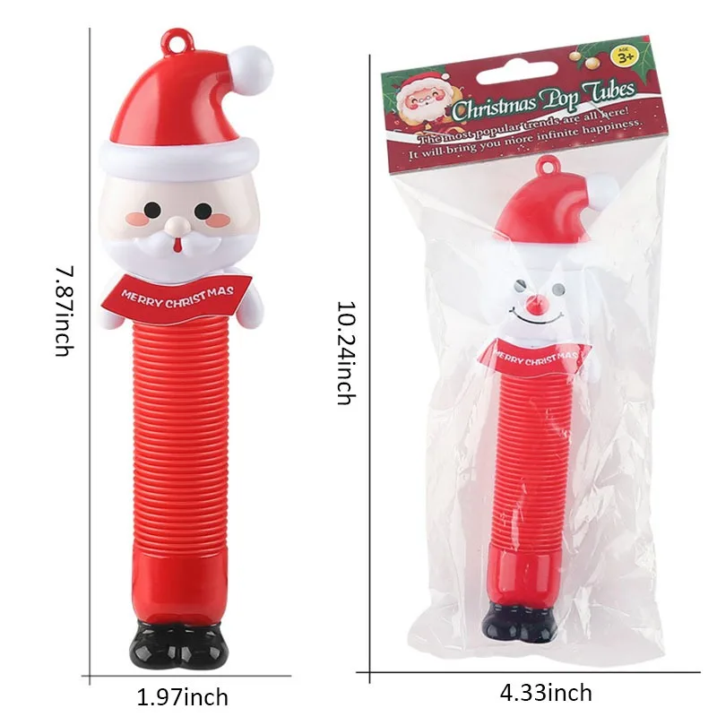 POP Tube Telescopic Tube Pressure Relieving Toys Sound and Light Santa Claus Toy Decompression Artifact Children\'s Holiday Gift