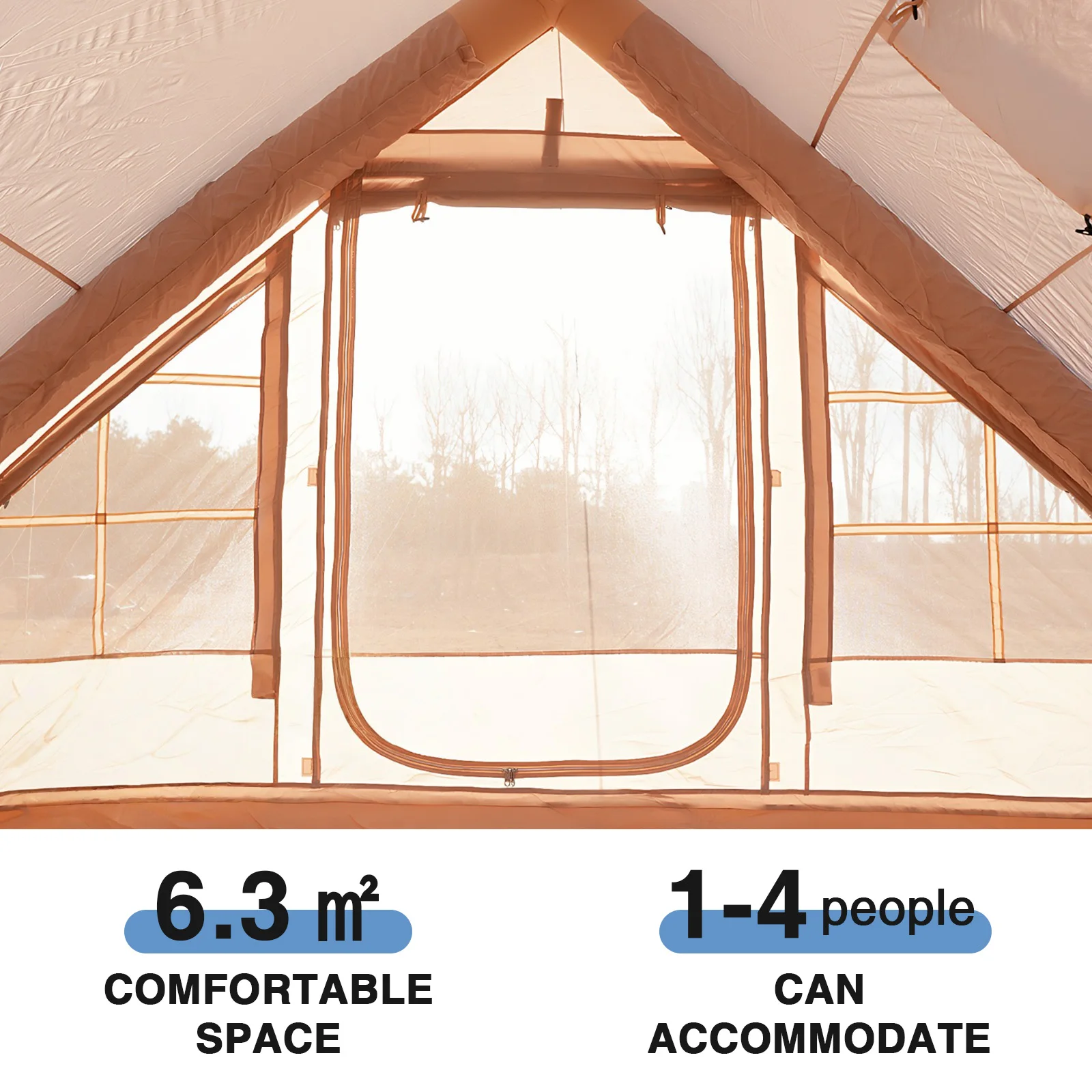 

Inflatable House with Pump Glamping Camping Tents House Waterproof Oxford for 4 Seasons