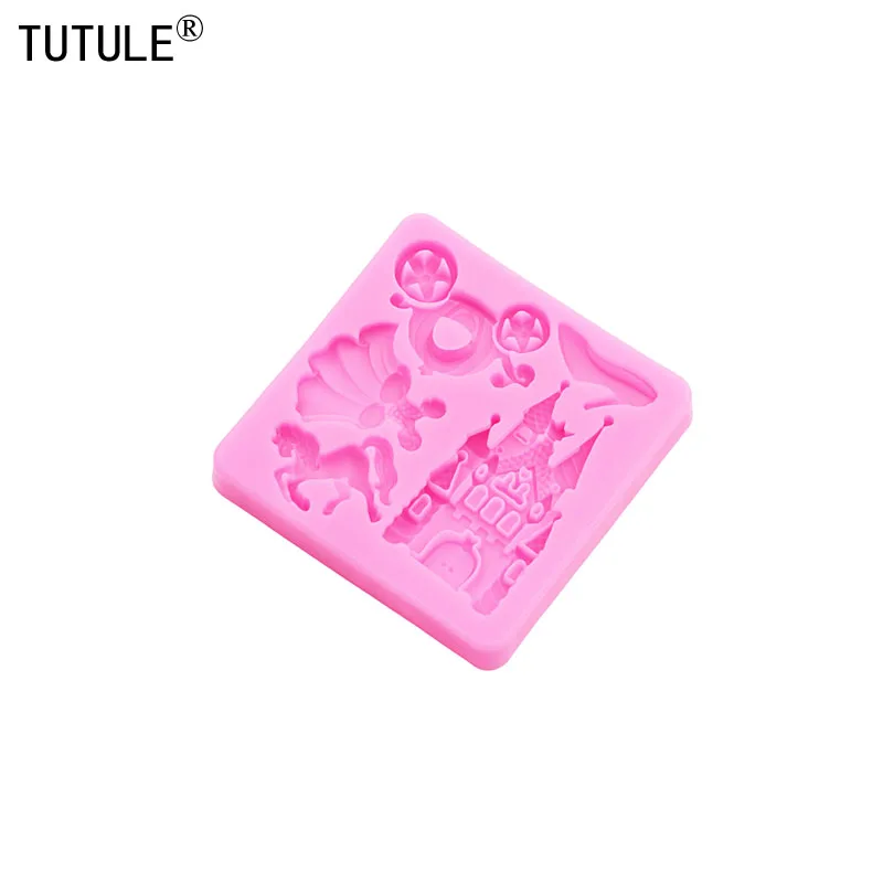 3D Pumpkin Cart castle Princess dress horse Chocolate Cake Silicone Mould DIY drop glue Accessories epoxy resin Silicone Mold