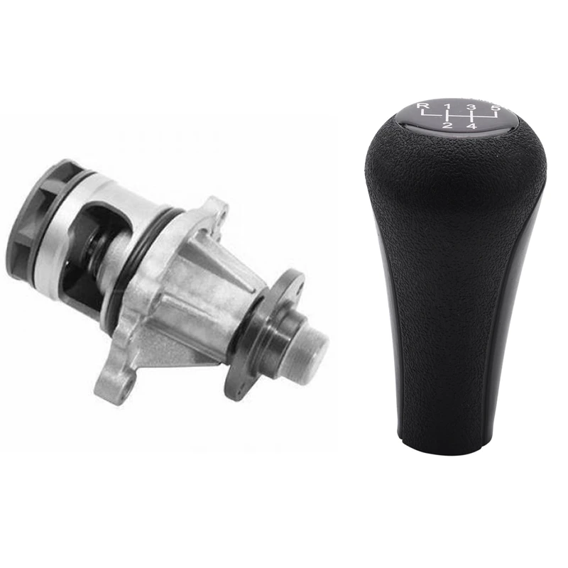 2 Pcs Car Accessories: 1 Pcs 5 Speed Manual Plastic Gear Shift Knob 12Mm Stick Hole & 1 Pcs Automotive Engine Water Pump