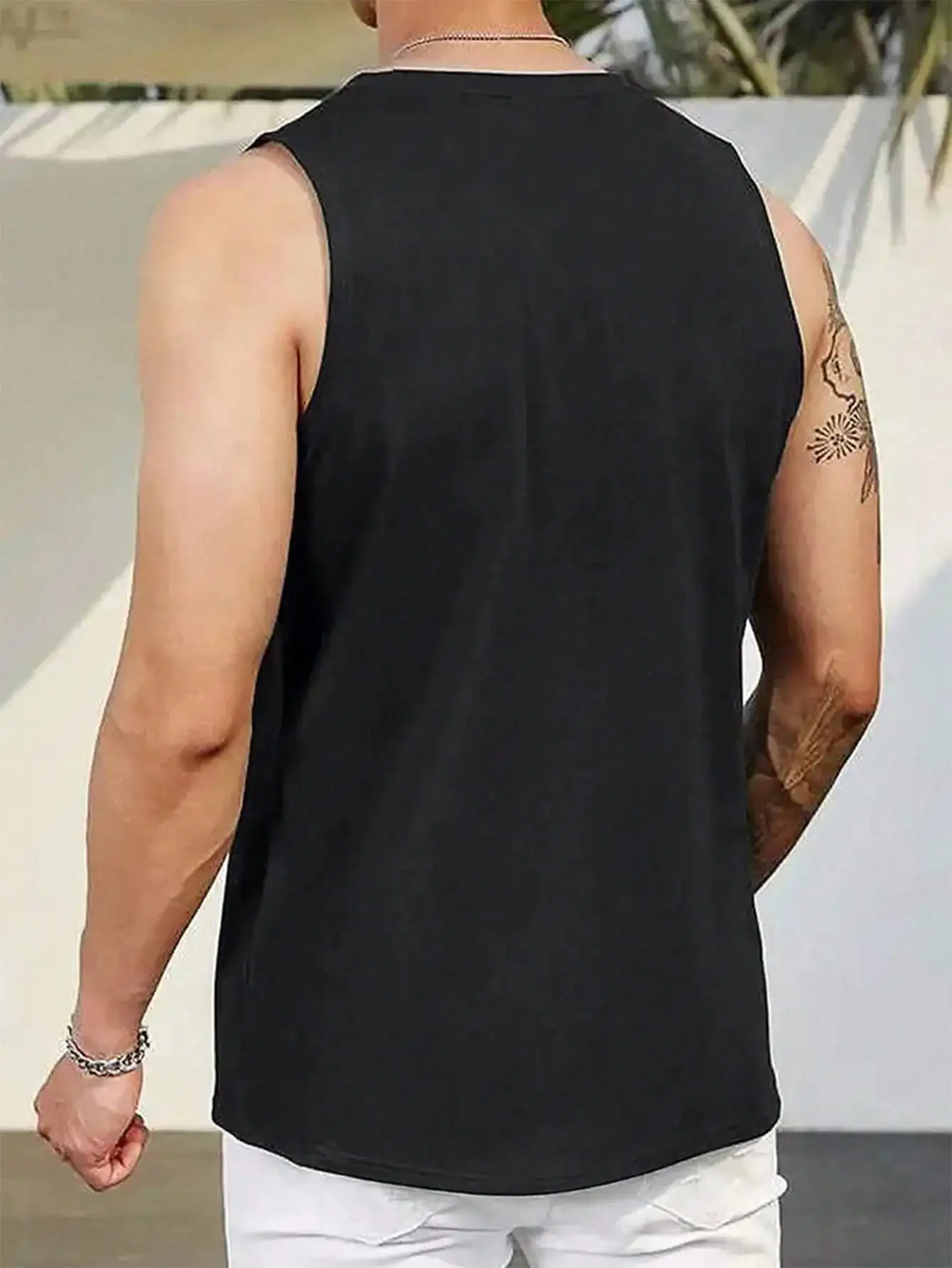 100% Pure Cotton Summer Men's Fashionable Casual Loose Heartbeat and Los Angeles Same Frequency Printed Fitness Sleeveless Vest