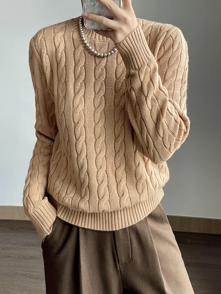 

Классический вязаный шерстяной свитер круглый Ne Overhead Twist Flower Design Camere женский модный свитер для поездок на работу осень-зима