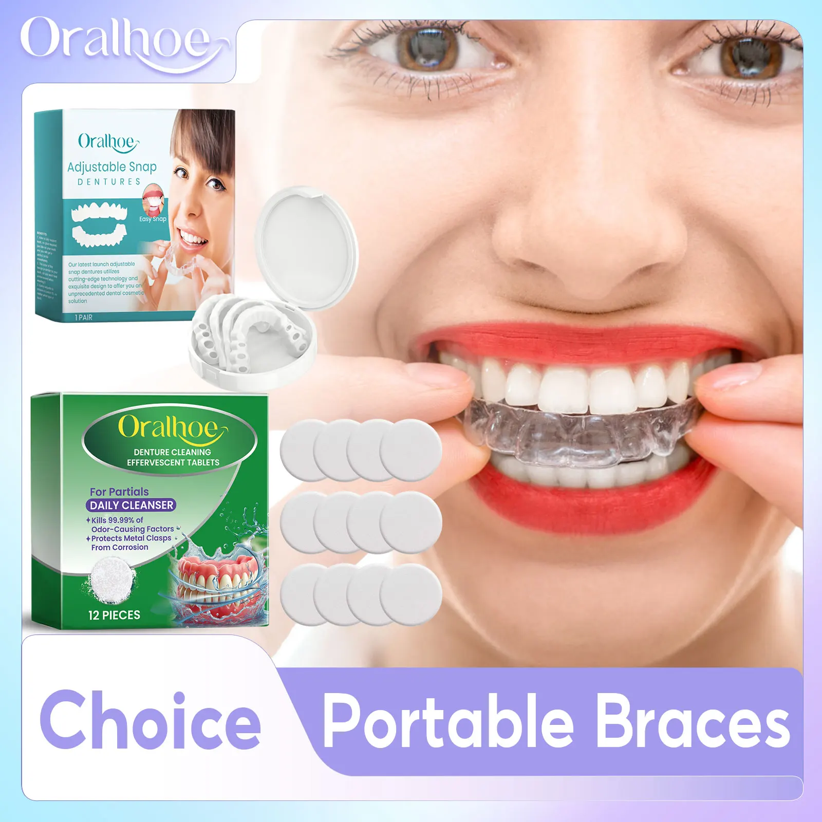 

Silicone Denture Set Fit Temporary Tooth Repair Missing Broken Teeth Cleaner Portable Braces Decorate Gaps Adult Tooth Covers