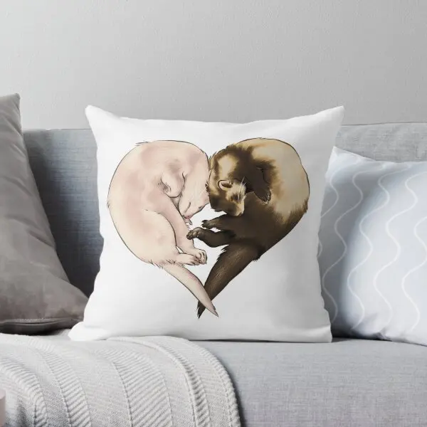 Ferret Love  Printing Throw Pillow Cover Hotel Anime Sofa Bedroom Cushion Throw Office Soft Bed Pillows not include One Side