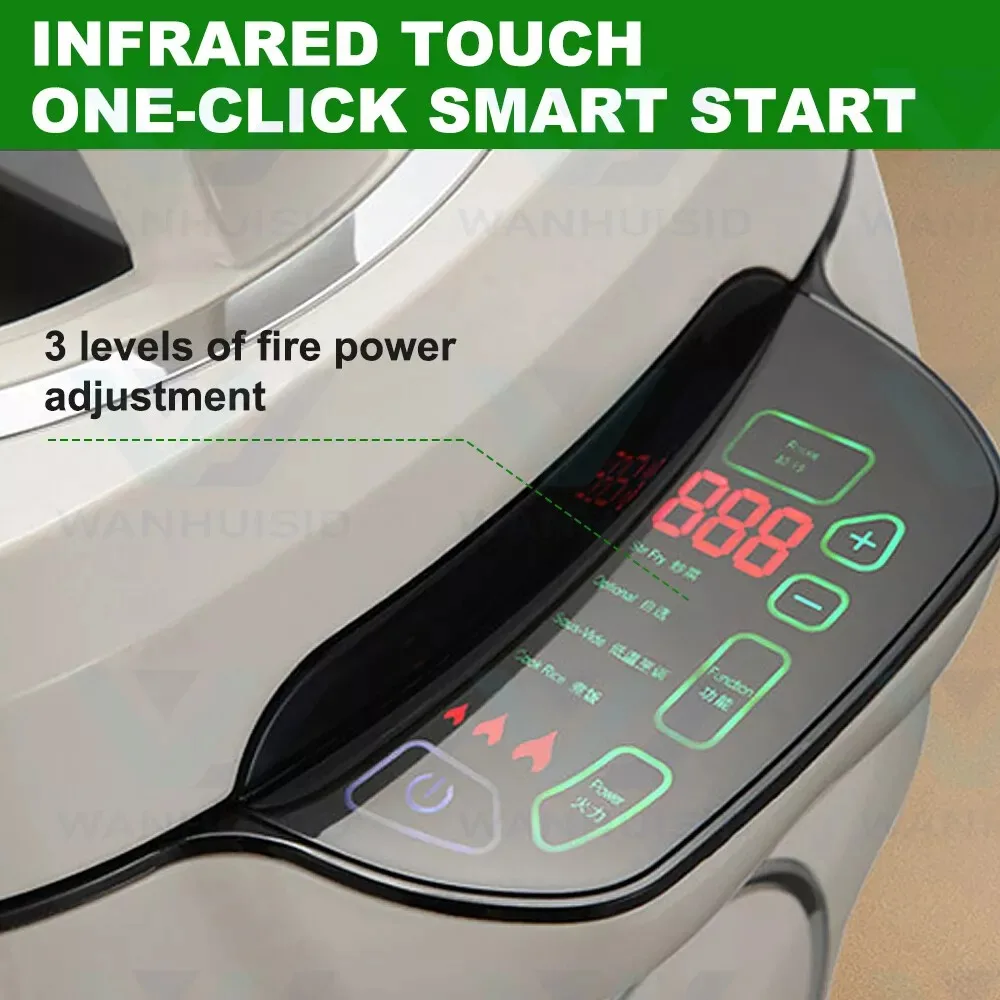 6L Auto Rotating Electric Induction Cooker No Stick Intelligent Stir Fry Pot